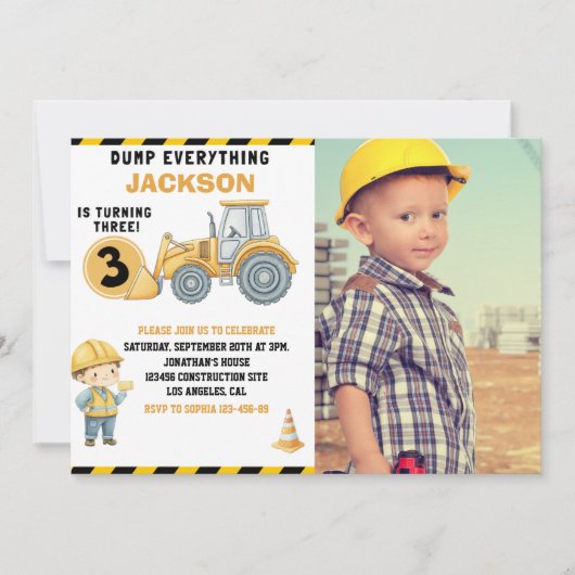 "DUMP EVERYTHING! Photo –Construction 3rd Birthday 招待状 (正面)