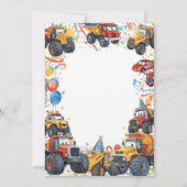 Dump Truck Birthday Invitation Watercolor Vehicles 招待状 (裏面)