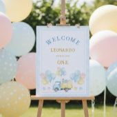 Dump Truck Boy First Birthday Party Welcome ポスター