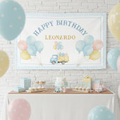 Dump Truck Boy First Happy Birthday Party  横断幕
