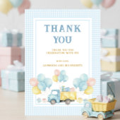 Dump Truck First Birthday Boy サンキューカード