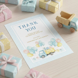 Dump Truck First Birthday Boy サンキューカード