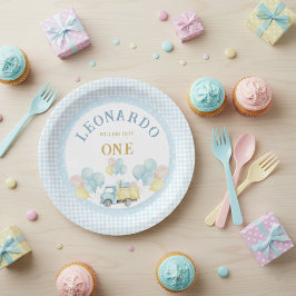 Dump Truck First Birthday Boy ペーパープレート