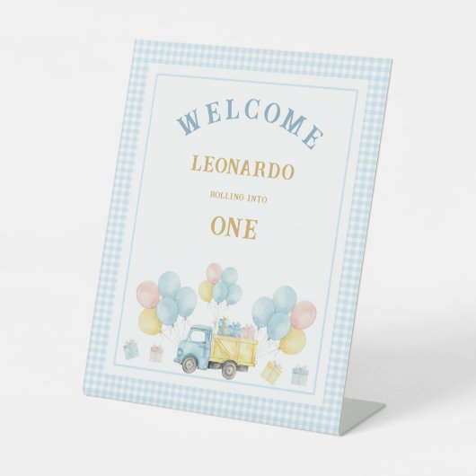 Dump Truck First Birthday Boy 台座サイン (正面)