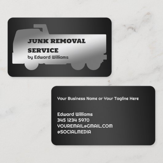 Dump Truck  Junk Removal Business Card 名刺 (正面/裏面)