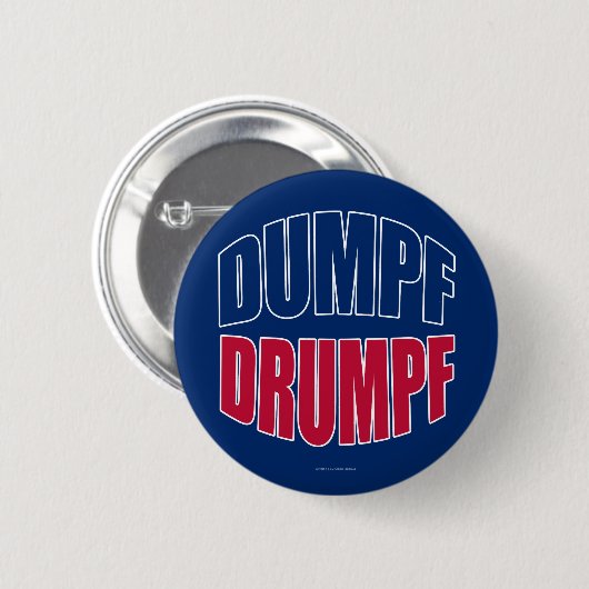 DUMPF DRUMPF (青の青及び赤) 缶バッジ (正面&裏面)