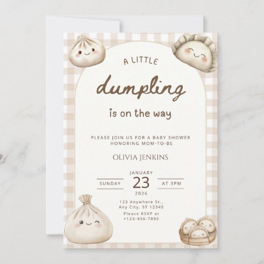 Dumpling Baby Shower Invitation Little Dumpling 招待状 (正面)