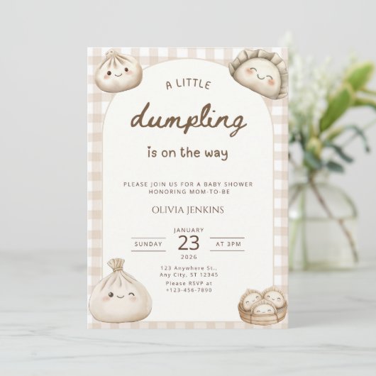 Dumpling Baby Shower Invitation Little Dumpling 招待状 (スタンド正面)