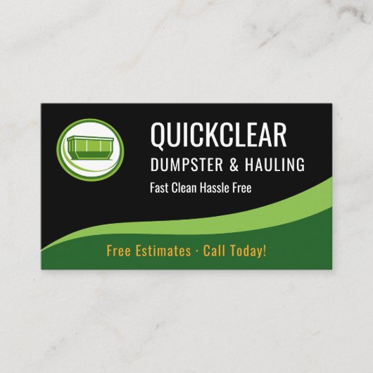 Dumpster and Hauling Professional Business Card 名刺 (正面)