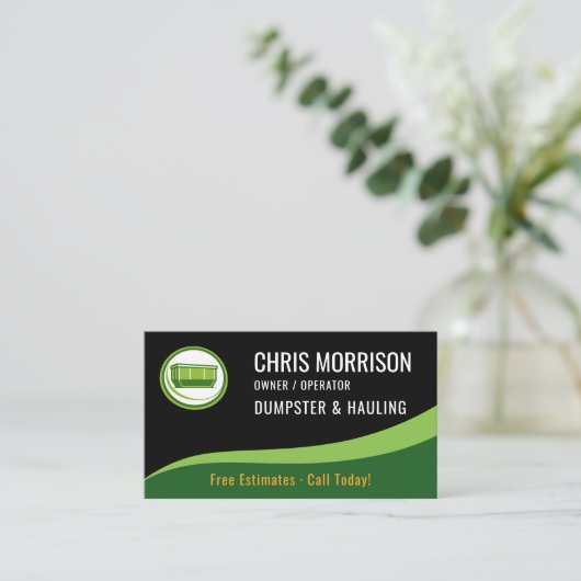 Dumpster and Hauling QR Code Business Card 名刺 (スタンド正面)