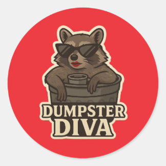 Dumpster Diva – Funny Raccoon Meme Sticker ラウンドシール