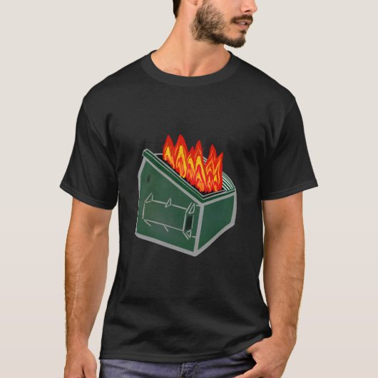 Dumpster Fire Garbage Trash Can Tシャツ (正面)