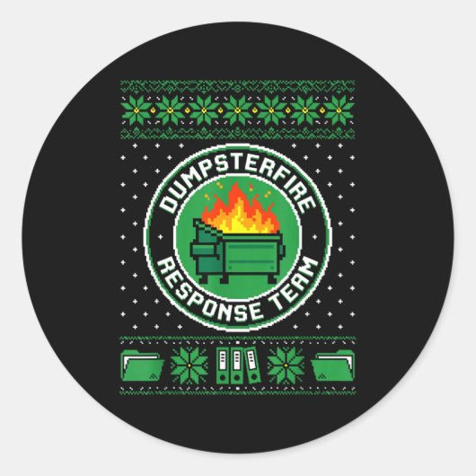 Dumpster Fire Resnse Team Funny Office Holiday Xel ラウンドシール (正面)