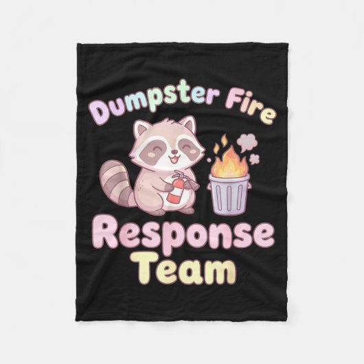 Dumpster Fire Resnse Team Raccoon Kawaii  フリースブランケット (正面)