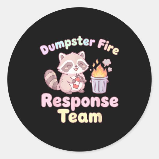 Dumpster Fire Resnse Team Raccoon Kawaii  ラウンドシール (正面)