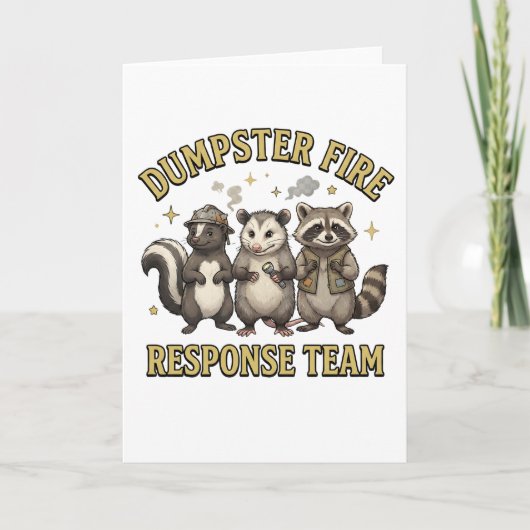 Dumpster Fire Response Team Raccoon Opossum Funny カード (正面)