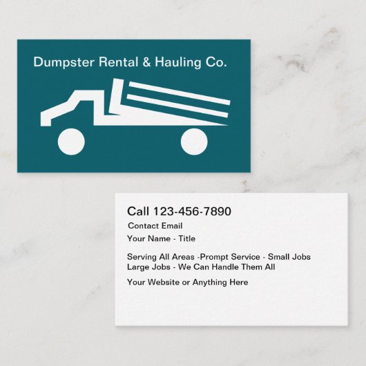 Dumpster Rental Hauling Truck Modern Business Card 名刺 (正面/裏面)