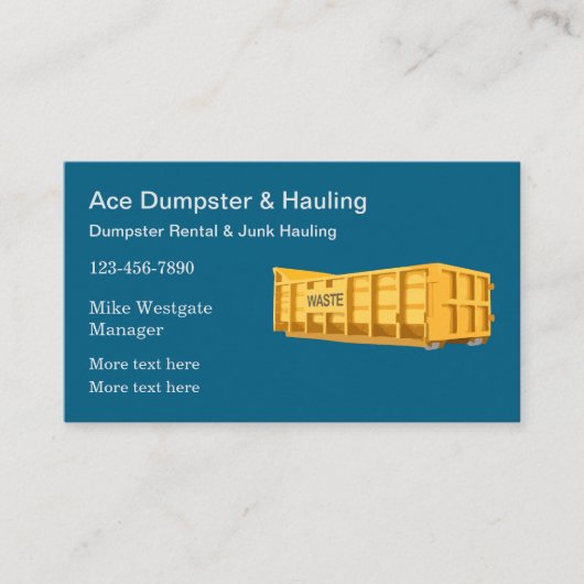 Dumpster Rental & Trash Hauling 名刺 (正面)
