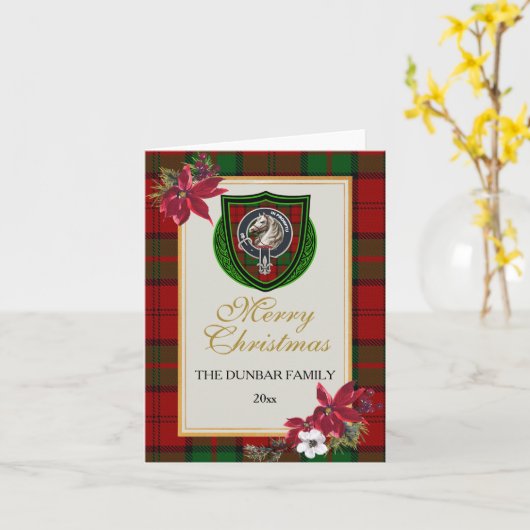 Dunbar Scottish Clan Tartan & Crest カード (黄色い花)