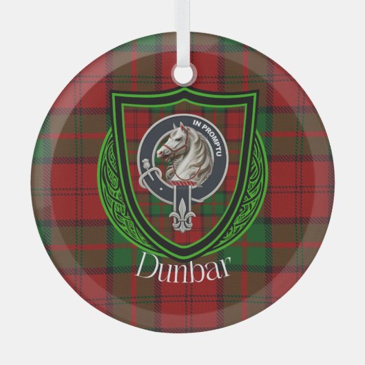 Dunbar Scottish Clan Tartan & Crest ガラスオーナメント (正面)