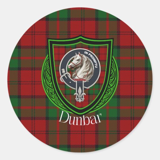 Dunbar Scottish Clan Tartan & Crest ラウンドシール (正面)