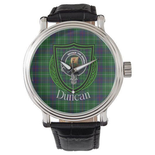Duncan Scottish Clan Tartan and Crest 腕時計 (正面)