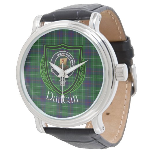 Duncan Scottish Clan Tartan and Crest 腕時計 (アングル)