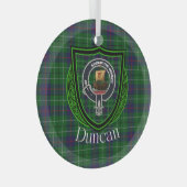 Duncan Scottish Clan Tartan & Crest ガラスオーナメント (正面右)