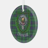 Duncan Scottish Clan Tartan & Crest ガラスオーナメント (正面左)