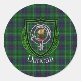 Duncan Scottish Clan Tartan & Crest ラウンドシール