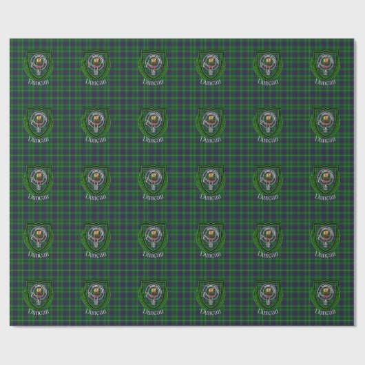 Duncan Scottish Clan Tartan & Crest ラッピングペーパー (フラット)
