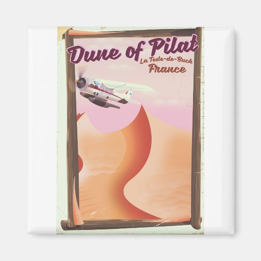 Dune of Pilat, Dunesヴィンテージフランス旅行ポスター。 マグネット (正面)