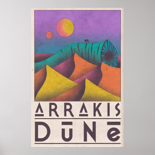 Dune Wall Art Retro Travel Poster Style - Purple ポスター (正面)