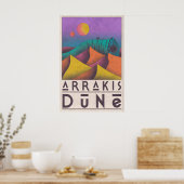 Dune Wall Art Retro Travel Poster Style - Purple ポスター (キッチン)