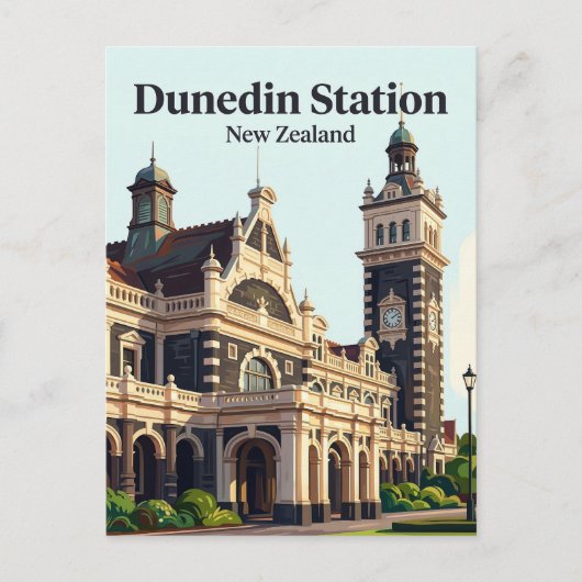 Dunedin Railway Station New Zealand ポストカード (正面)