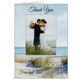 Dunesとビーチ結婚式写真Thank You Note Card (正面)