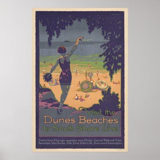 Dunes Beaches - Vintage Travel Poster ポスター (正面)