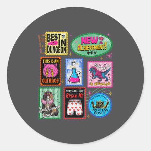 Dungeon Crawler Carl Retro Funny  ラウンドシール (正面)