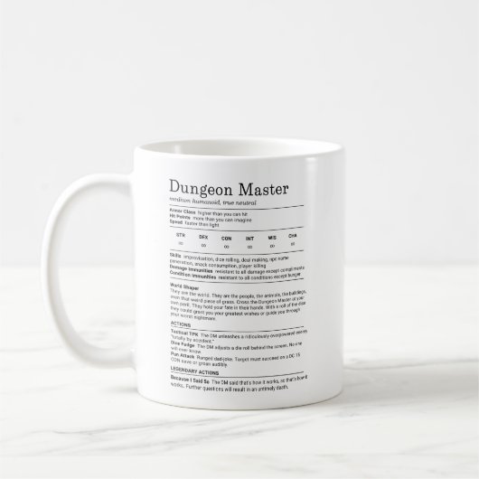 Dungeon Master Stat Block コーヒーマグカップ (左)