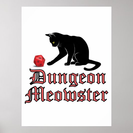 Dungeon Meowster Funny RPG Cat with Dice ポスター (正面)