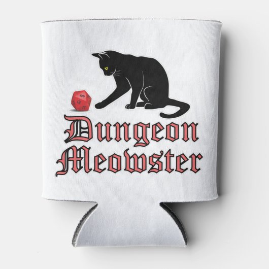 Dungeon Meowster Funny RPG Cat with Dice 缶クーラー (正面)