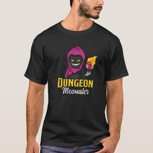 Dungeon Meowster RPG Tabletop Gaming Cat DMサイコロ Tシャツ (正面)