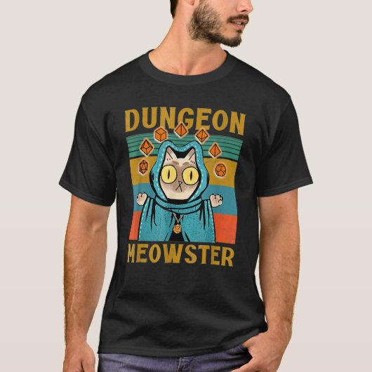 Dungeon Warriors Meowster RPG Tabletop Gaming DM R Tシャツ (正面)