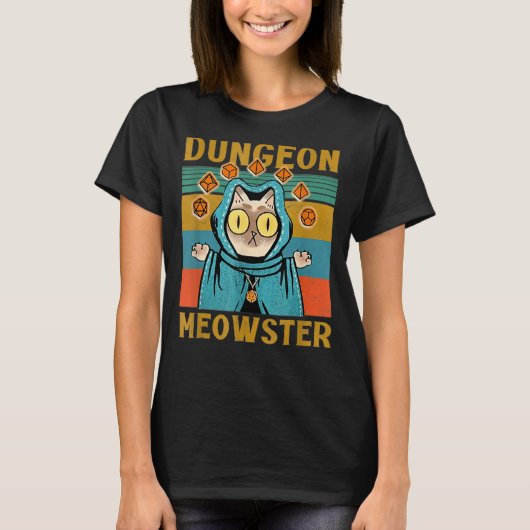 Dungeon Warriors Meowster RPG Tabletop Gaming DM R Tシャツ (正面)