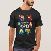 Dungeons and Cats RPG D20 Dice Nerdy Fantasy Gamer Tシャツ (正面)