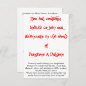 Dungeons & Dragonsのゲーム招待状2面 (正面/裏面)