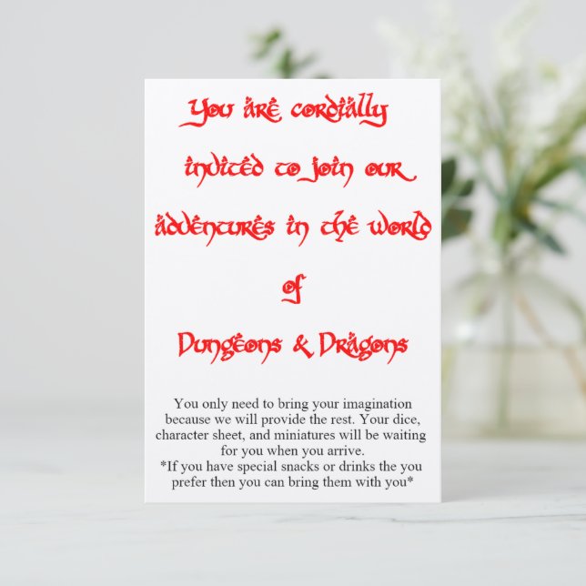 Dungeons & Dragonsのゲーム招待状2面 (スタンド正面)