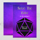 Dungeons & Dragons Wedding D20 Dice Save The Date 招待状 (正面/裏面)