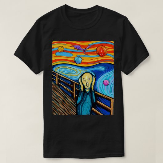 Dungeons, Munch's The Scream D20 T-shirt, Dragons Tシャツ (デザイン正面)