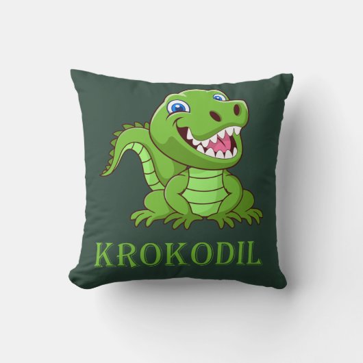 dunkelgrünes Krokodil クッション (正面)